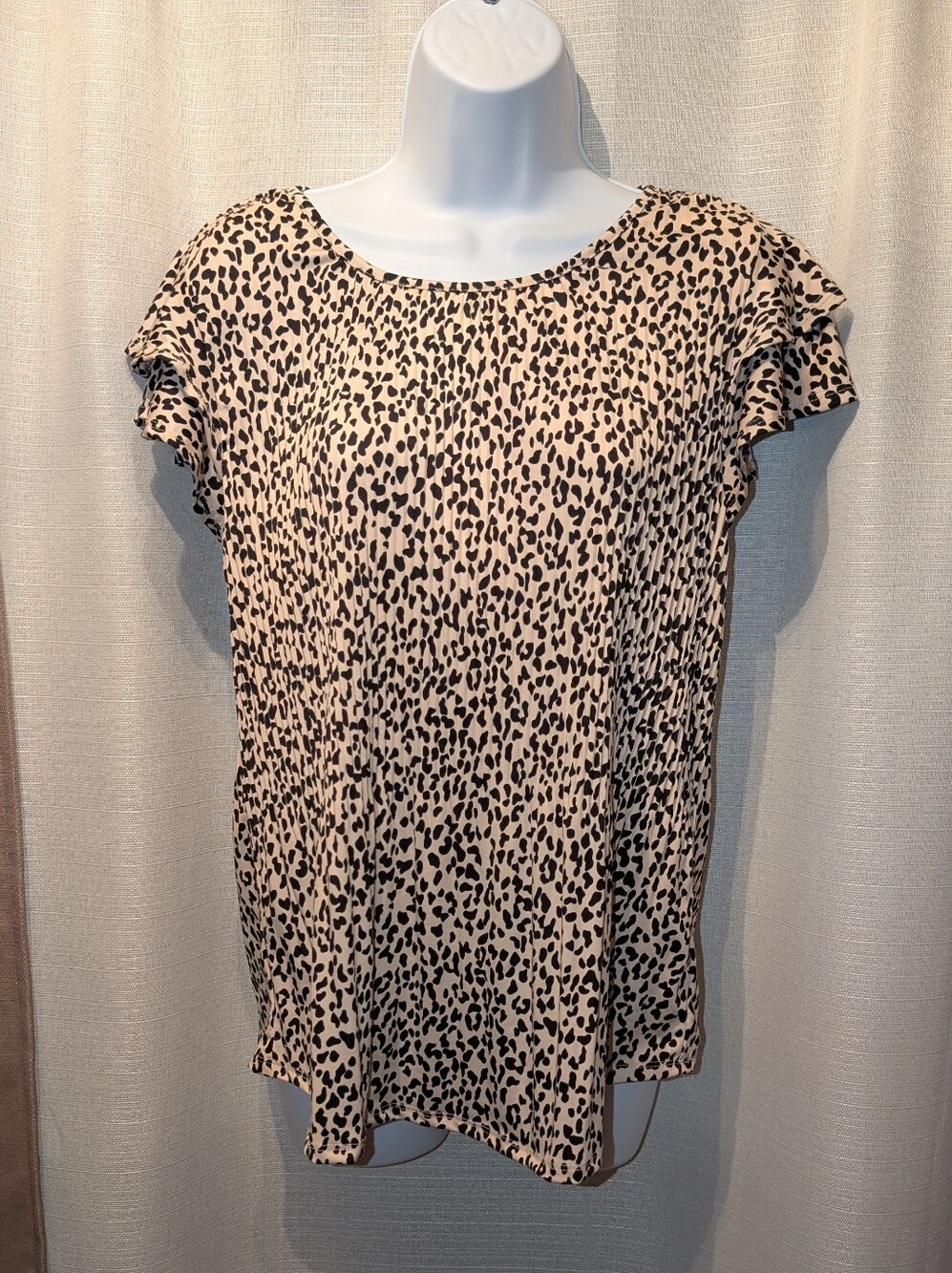 FYVE Chevron Cream & Black Leopard Ruffle Sleeve Blouse